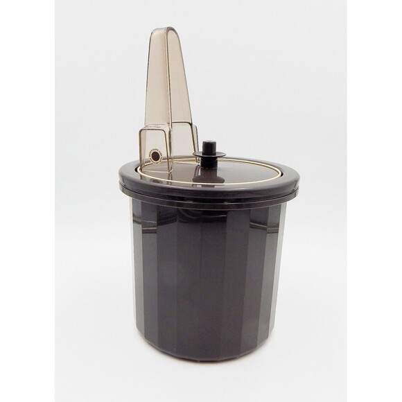 Tupperware 3-Piece Ice Bucket Mocha Brown 1683-5 1684-6 W/Tongs Push Button Lid - Picture 1 of 12